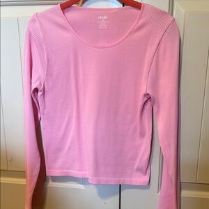 Pink Long Sleeve Ribbed Top
